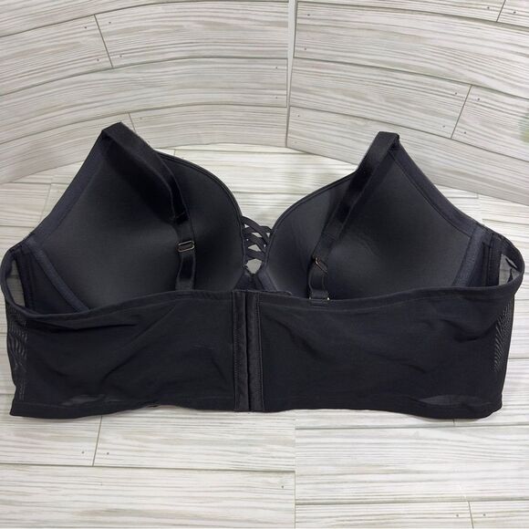 TORRID CURVE FAUX LEATHER LONGLINE PLUNGE‎ BRA 48D PLUS SIZE GOTH - Picture 5 of 8